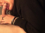 Extreme deepthroat and gagging, finishing in her mouth after hard and fast handjob.Hairy Veiny Cock 5/16