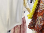 Sexy Wife try on haul braless, sitting in a bar braless, pierced nipples, natural tits 1/16