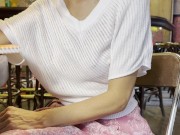 Sexy Wife try on haul braless, sitting in a bar braless, pierced nipples, natural tits 12/16