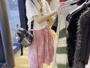 Sexy Wife try on haul braless, sitting in a bar braless, pierced nipples, natural tits 7/16