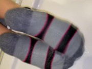 She Gives Me A Sneaky Footjob In The Bathroom! 15/16
