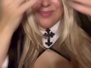 INNOCENT NUN GETS HER HALLOWEEN 🎃 FREAK ON by strumming her wet pussy🤫😈😈 15/16