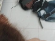 I convince my stepdad to give me his cock while I use a anal plug and ride him 5/16