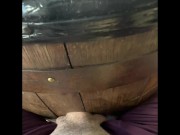 Big Dick Throbs in Wooden Whiskey Barrel Holes 16/16