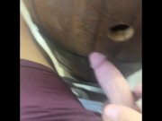 Big Dick Throbs in Wooden Whiskey Barrel Holes 9/16