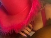 Cowgirl milks his cock with her mouth 14/16