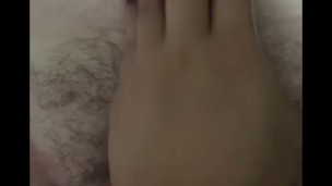 Oily hand job and foot job kept the bestie very horny.