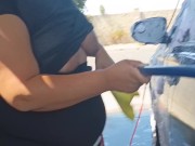 Exhibitionist wife flashing big ass and her tits to voyeurs at the car wash part 3 13/16