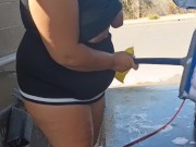 Exhibitionist wife flashing big ass and her tits to voyeurs at the car wash part 3 15/16