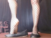 Black Fishnets and Ballet Flats Standing Milf Shoeplay 11/16