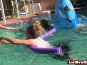 Four skinny ladies in the pool along with their male friend 13/16