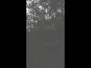 Amateur couple fucking in the rain in the night forest