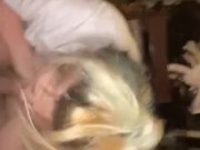 Best fucking blow job ever from slutty dumb blonde step sister rough fucked her mouth hard and fast! 16/16