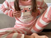 asian petite schoolgirl in pajama teasing small tits fingering pussy and big squirt orgasm 1/16