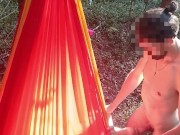 My girlfriend is lying in a hammock and I'm fucking her in the mouth 11/16