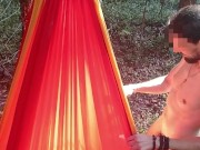 My girlfriend is lying in a hammock and I'm fucking her in the mouth 3/16