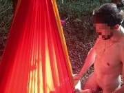 My girlfriend is lying in a hammock and I'm fucking her in the mouth 9/16