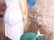 ඇදුම් පිටින්ම නෑවා තෙත් වුනාම මෝල් වෙනවා,Asian sexy girl in bathroom,big ass,nice boobs ,sexy ...... 3/16