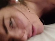 OW! You’re hurting me!  Green eyed girl enjoys huge meaty cock 10/16