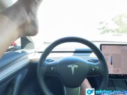 Lesbian Eats her Friends Pussy In Car Tesla Autopilot 10/16