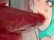 chupando el culo, la verga mojada, y la boca a hentai trans cute en la habitacion, primer plano 11/16