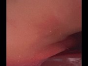 Laying on my side fucking myself w a black dildo.. watch the creamy cum drip out of my tight pussy😈 2/16