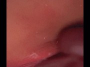 Laying on my side fucking myself w a black dildo.. watch the creamy cum drip out of my tight pussy😈 8/16