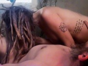 19 year old hippie slut's FIRST throat pie, takes pulsating cock 7/16