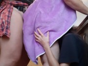 While our housekeeper is cleaning the kitchen, I fuck her in the ass, and my girlfriend licks her 13/16