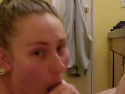 Bathroom Sloppy Blowjob With Dropping Facial- 4/16