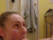 Bathroom Sloppy Blowjob With Dropping Facial- 7/16