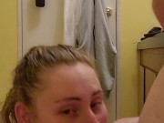 Bathroom Sloppy Blowjob With Dropping Facial- 8/16