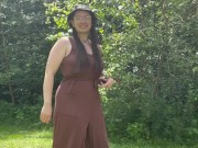 Hairy Pussy Pee Outside Summer Strip Tease Pissing Outdoors Chubby All Natural Hirsute Brunette 2/16