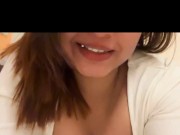 flaunting my tongue piercing and big natural boobs to my tinder date 4/16