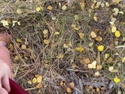 Pissing in a dress among golden aspens 3/16