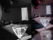 Huge CUMLOAD in a martini-glas of WATER after stretching my balls 15/16