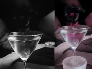 Huge CUMLOAD in a martini-glas of WATER after stretching my balls 4/16