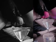 Huge CUMLOAD in a martini-glas of WATER after stretching my balls 5/16