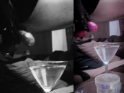 Huge CUMLOAD in a martini-glas of WATER after stretching my balls 7/16