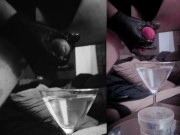 Huge CUMLOAD in a martini-glas of WATER after stretching my balls 8/16