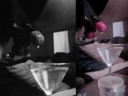 Huge CUMLOAD in a martini-glas of WATER after stretching my balls 9/16