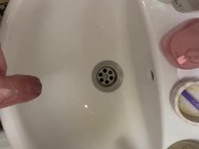 Piss in girlfriend's sink with uncircumcised dick POV 2/16