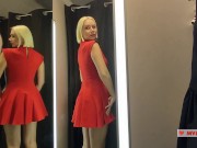 Naked girl with a big tits in the public locker room, try on transparent clothes 6/16