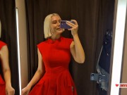 Naked girl with a big tits in the public locker room, try on transparent clothes 8/16