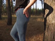 Hot Milf In Tight Jeans Teasing Her Amazing Ass In The Woods 14/16
