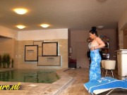 Blonde Babe Nina Heels Eats Out a Hairy Mature Pussy At The Swimming Pool 2/16