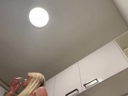 Big Ass Big Boobs Blonde Bored MILF Horny Housewife in a T-Shirt without a Bra takes her Panties Off 6/16