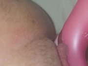 Sexy baby in ripped leggings getting her wet pussy smashed with toys and having multiple orgasms