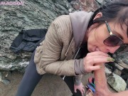 Public Blowjob on the Beach with Cumshot 13/16