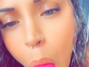 Hot British girl sucks and licks her cum off her fat dildo 14/16